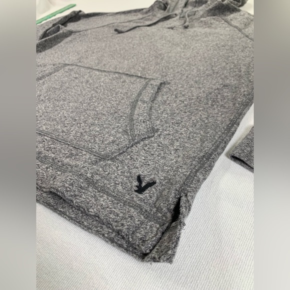 American Eagle 🦅 Unisex Warm Pullover Grey and Charcoal Hoodie Size M - Picture 5 of 10